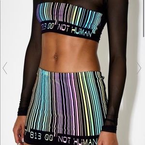club exx reflective barcode mini-skirt rainbow